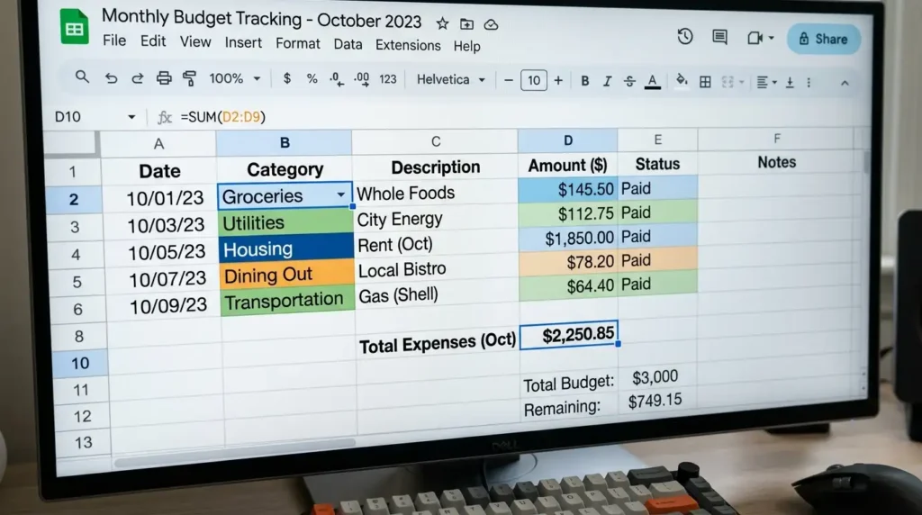 How to Use Google Sheets to Auto-Calculate Monthly Budget (My Real-Life System That Actually Works) 11 budget-categories-formulas