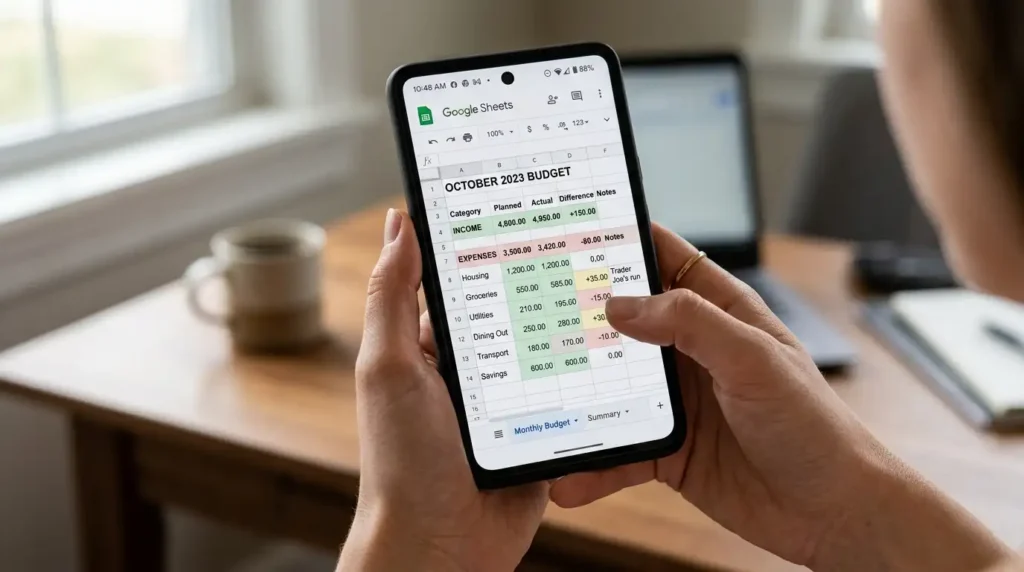 How to Use Google Sheets to Auto-Calculate Monthly Budget (My Real-Life System That Actually Works) 12 google-sheets-budget-mobile