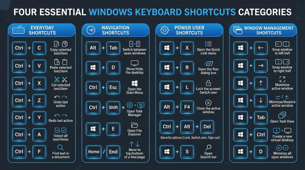 20 Windows Keyboard Shortcuts That Will Save You Hours Every Week 8 windows-shortcuts-categories