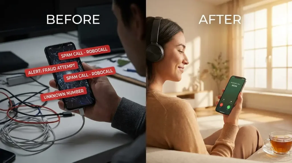 Results after learning how to block spam calls on iPhone and Android – spam reduced dramatically
